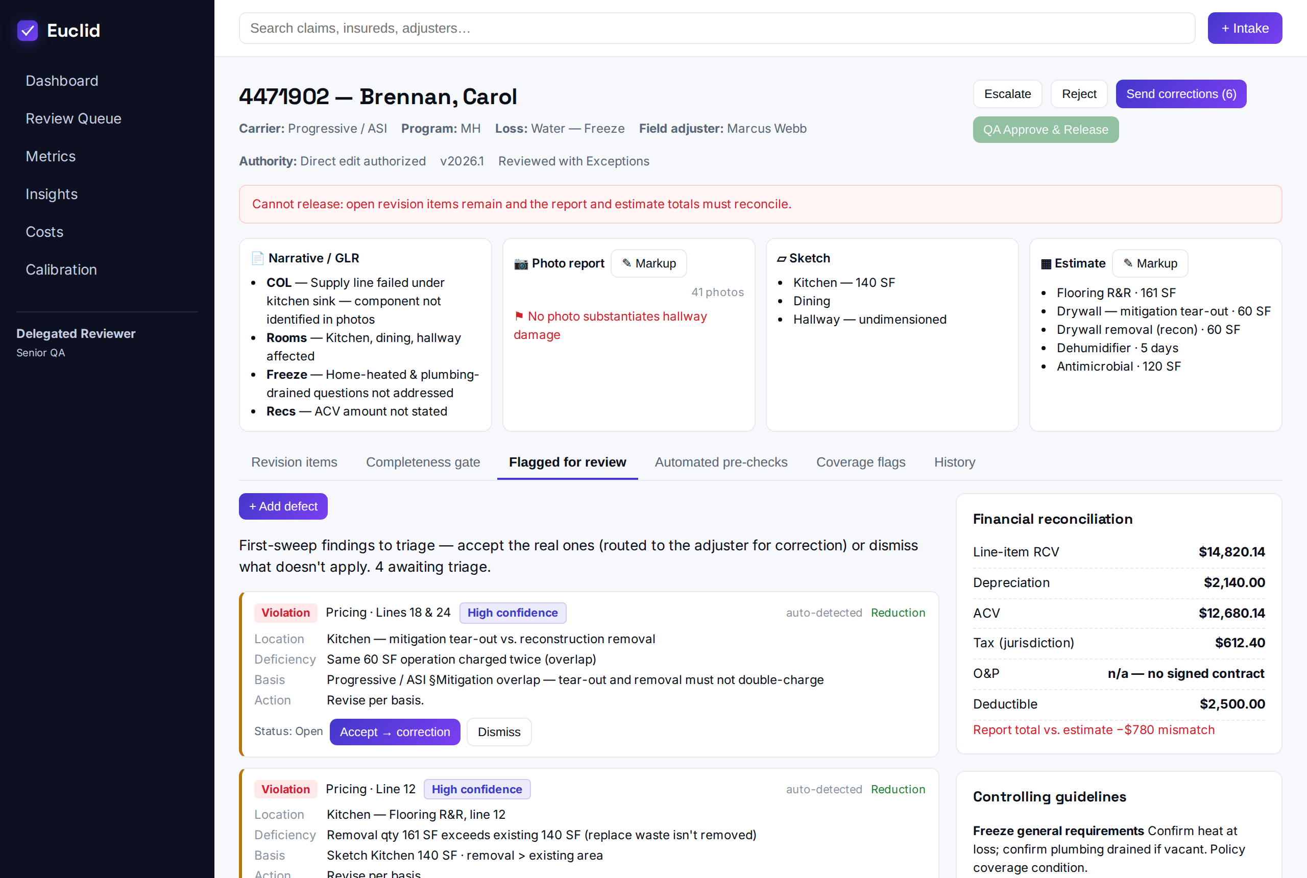 Flagged-for-review triage list